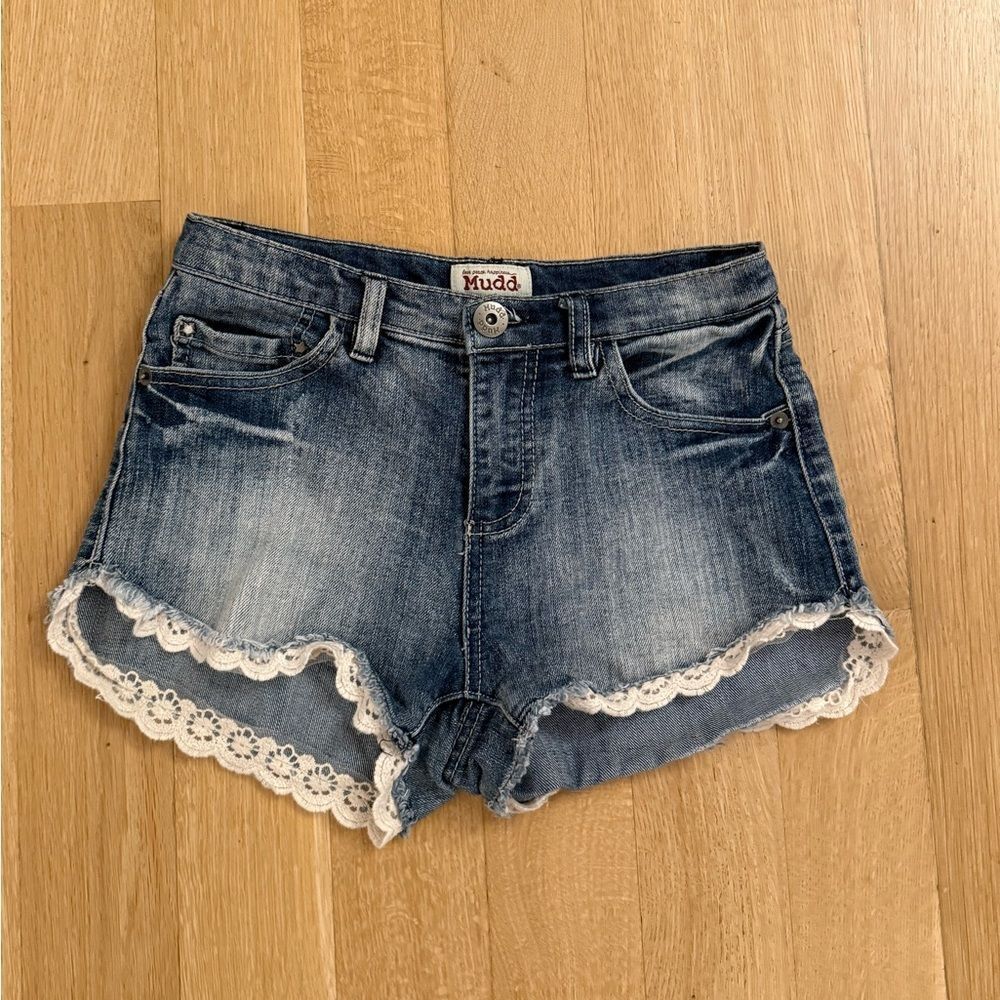 Mudd Blue Jean Shorts with Frilled Edges